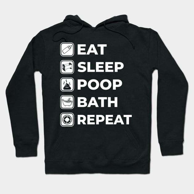 Eat, Sleep, Poop, Bath, Repeat Hoodie by NoNameBoy